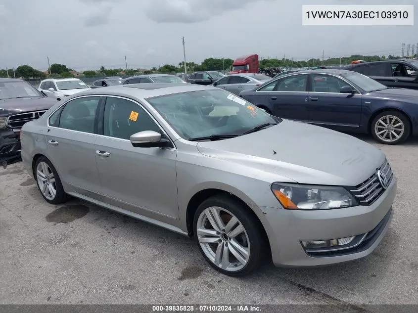 2014 Volkswagen Passat Sel VIN: 1VWCN7A30EC103910 Lot: 39835828