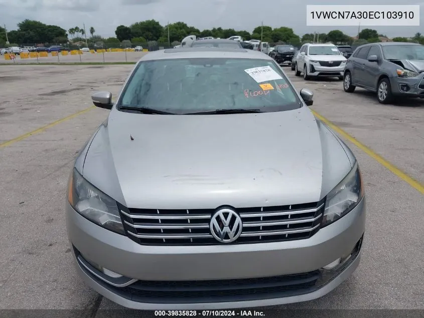 2014 Volkswagen Passat Sel VIN: 1VWCN7A30EC103910 Lot: 39835828