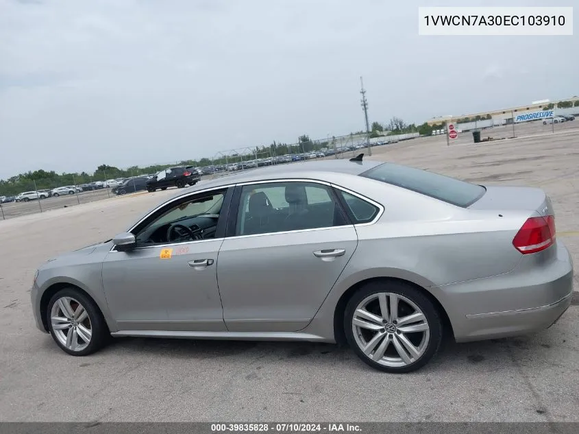 2014 Volkswagen Passat Sel VIN: 1VWCN7A30EC103910 Lot: 39835828