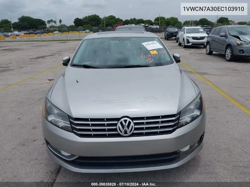 2014 Volkswagen Passat Sel VIN: 1VWCN7A30EC103910 Lot: 39835828