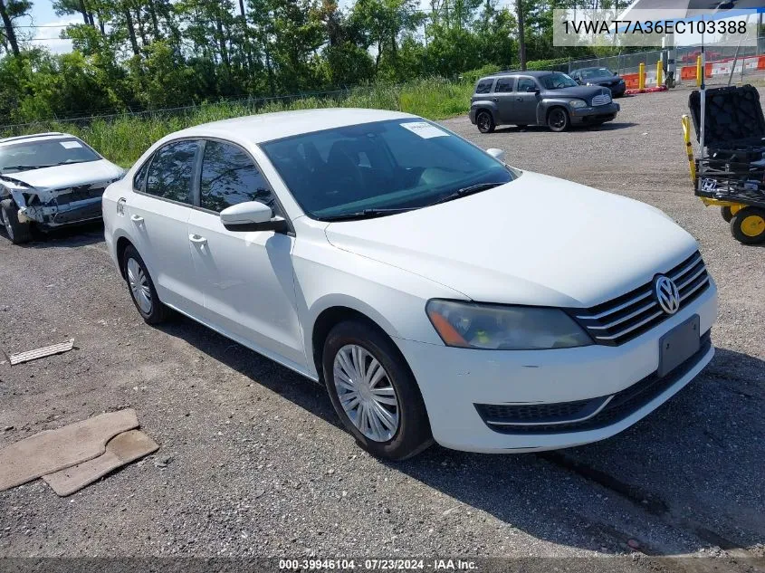 2014 Volkswagen Passat 1.8T S VIN: 1VWAT7A36EC103388 Lot: 39946104