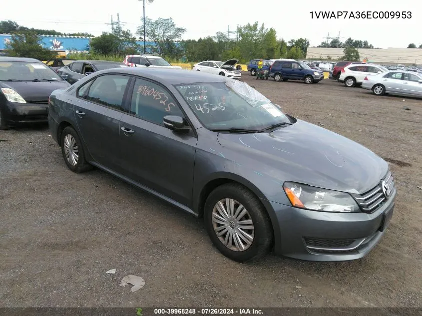 2014 Volkswagen Passat 2.5L S VIN: 1VWAP7A36EC009953 Lot: 39968248