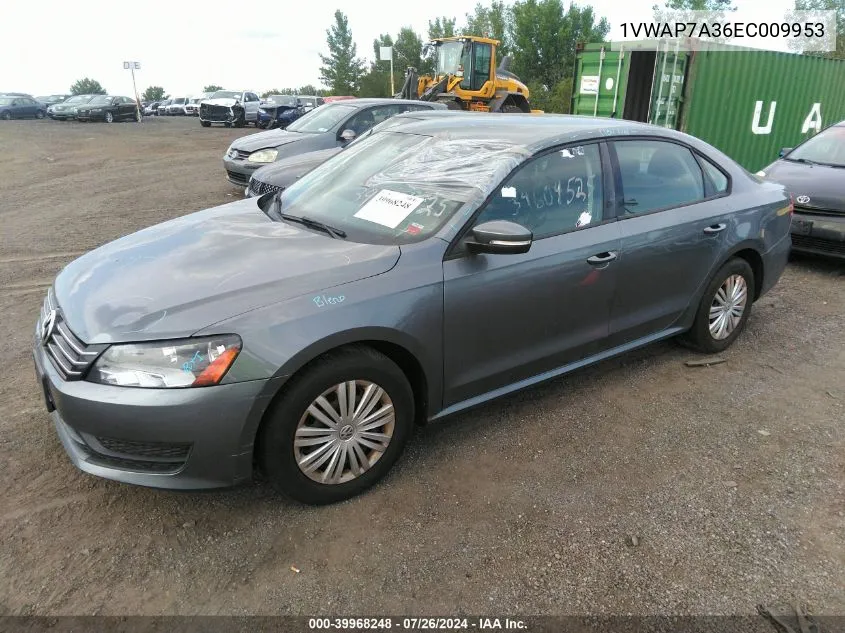 2014 Volkswagen Passat 2.5L S VIN: 1VWAP7A36EC009953 Lot: 39968248