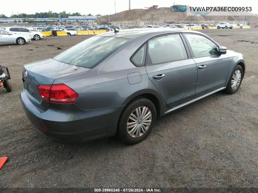 2014 Volkswagen Passat 2.5L S VIN: 1VWAP7A36EC009953 Lot: 39968248