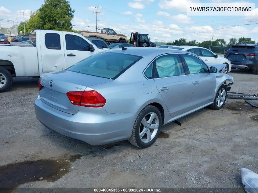 2014 Volkswagen Passat 1.8T Se VIN: 1VWBS7A30EC108660 Lot: 40045335