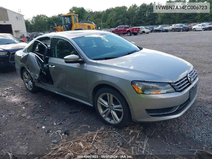 2014 Volkswagen Passat 2.0L Tdi Se VIN: 1VWBN7A34EC006723 Lot: 40051923