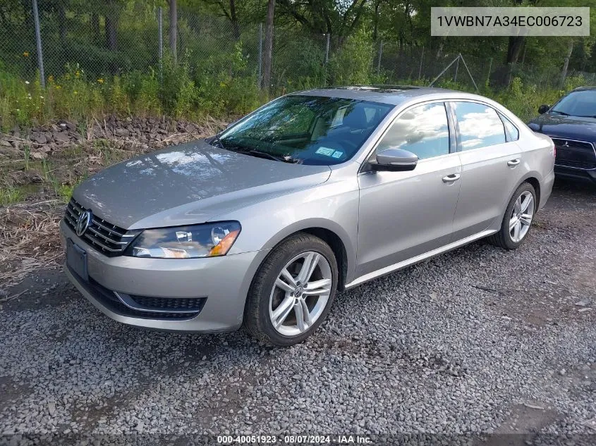 2014 Volkswagen Passat 2.0L Tdi Se VIN: 1VWBN7A34EC006723 Lot: 40051923