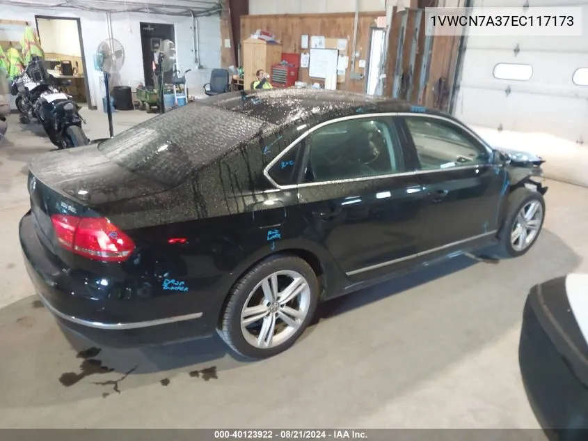 2014 Volkswagen Passat Sel VIN: 1VWCN7A37EC117173 Lot: 40123922