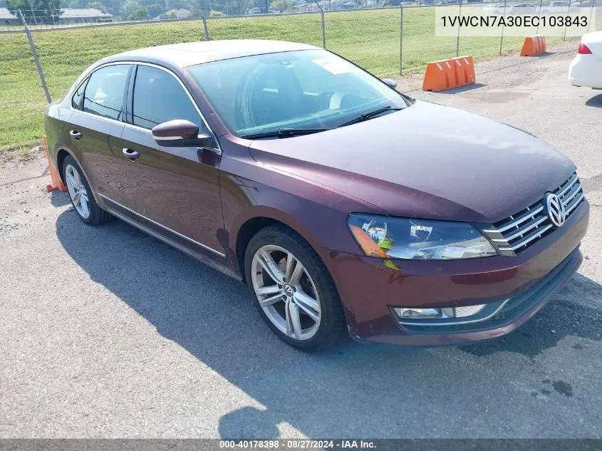 2014 Volkswagen Passat 2.0L Tdi Sel Premium VIN: 1VWCN7A30EC103843 Lot: 40178398