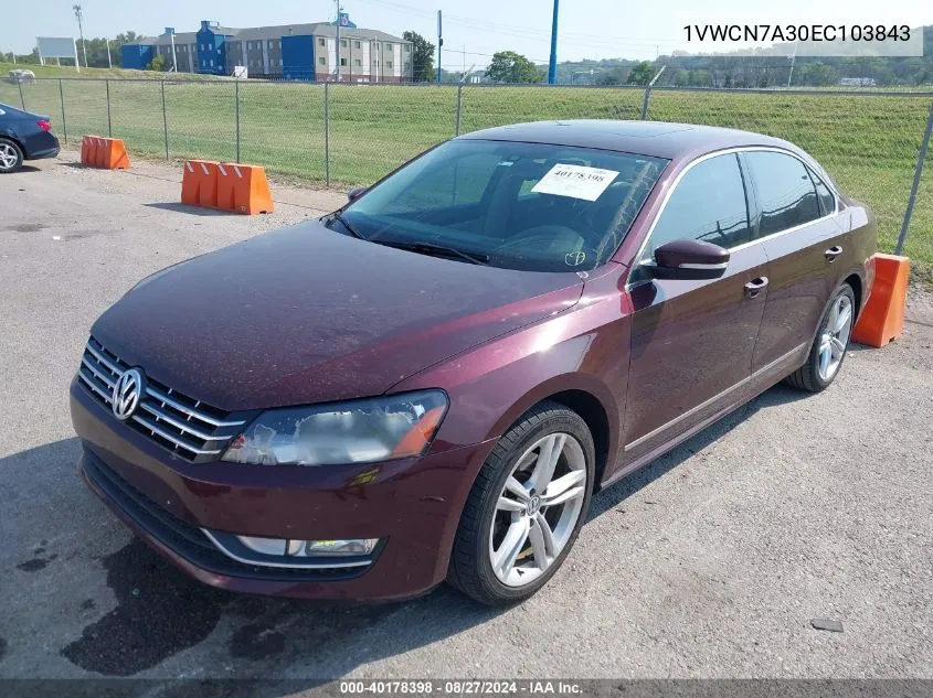 2014 Volkswagen Passat 2.0L Tdi Sel Premium VIN: 1VWCN7A30EC103843 Lot: 40178398