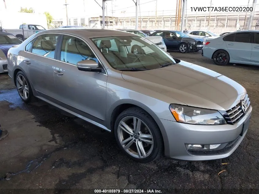 2014 Volkswagen Passat 1.8T Sel Premium VIN: 1VWCT7A36EC020200 Lot: 40185979