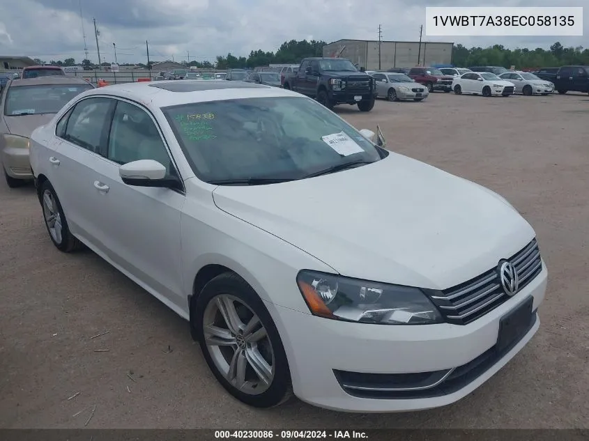 2014 Volkswagen Passat 1.8T Se VIN: 1VWBT7A38EC058135 Lot: 40230086