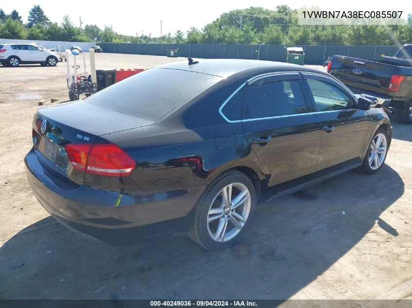 2014 Volkswagen Passat 2.0L Tdi Se VIN: 1VWBN7A38EC085507 Lot: 40249036