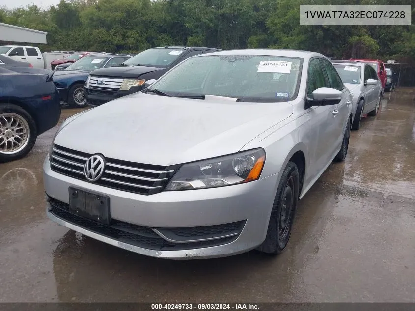 2014 Volkswagen Passat 1.8T S VIN: 1VWAT7A32EC074228 Lot: 40249733