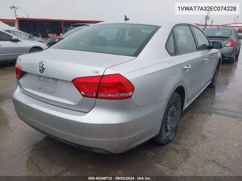 2014 Volkswagen Passat 1.8T S VIN: 1VWAT7A32EC074228 Lot: 40249733