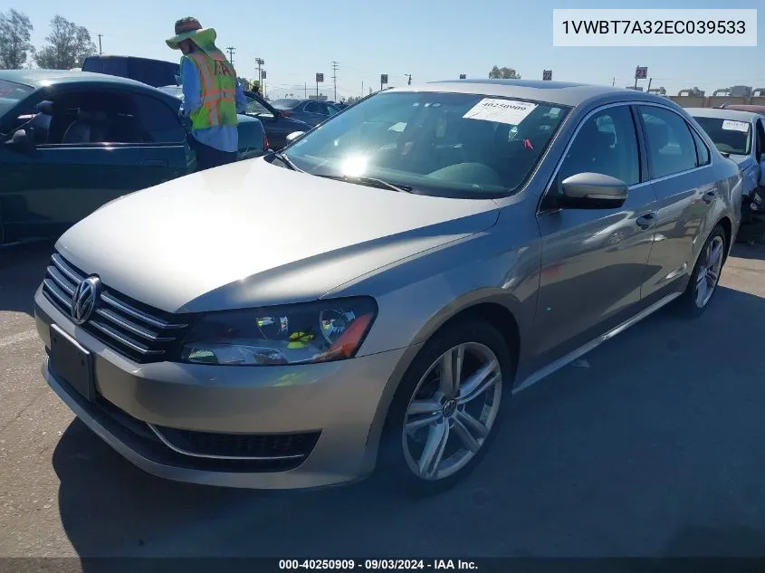 2014 Volkswagen Passat 1.8T Se VIN: 1VWBT7A32EC039533 Lot: 40250909