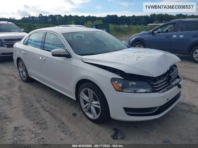 2014 Volkswagen Passat 2.0L Tdi Se VIN: 1VWBN7A36EC008537 Lot: 40303065