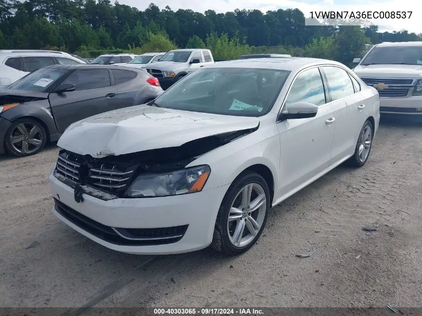 2014 Volkswagen Passat 2.0L Tdi Se VIN: 1VWBN7A36EC008537 Lot: 40303065