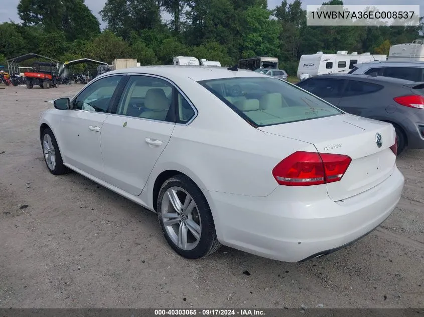 2014 Volkswagen Passat 2.0L Tdi Se VIN: 1VWBN7A36EC008537 Lot: 40303065