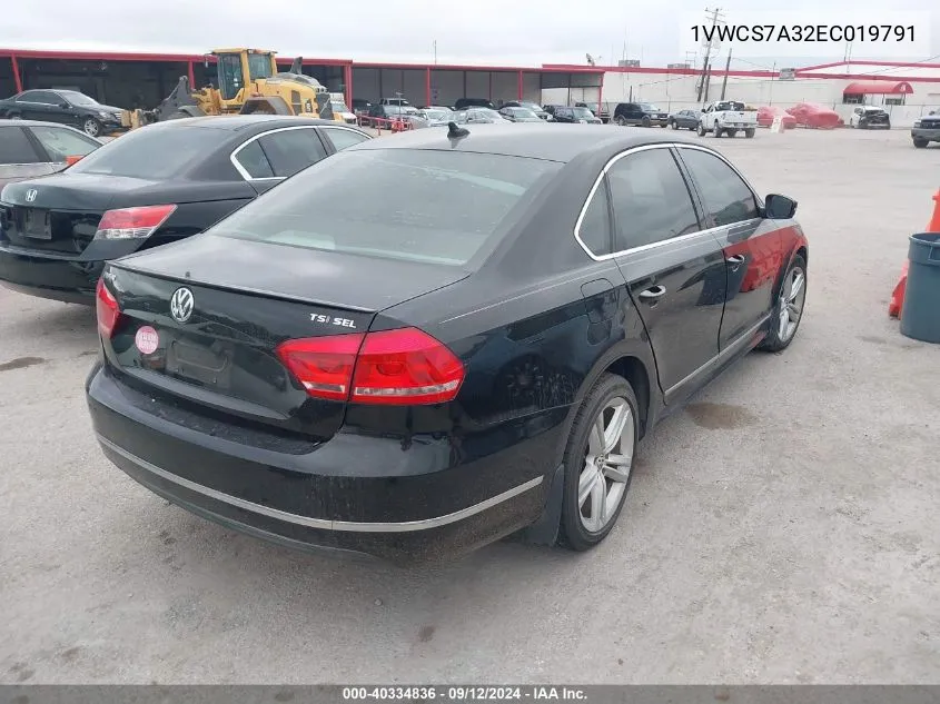 2014 Volkswagen Passat 1.8T Sel Premium VIN: 1VWCS7A32EC019791 Lot: 40334836