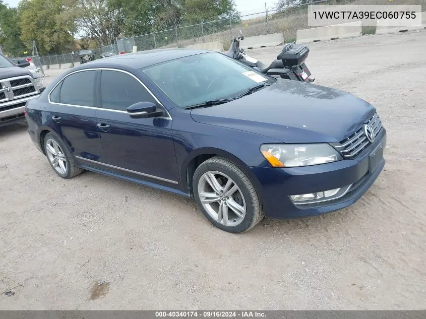 2014 Volkswagen Passat 1.8T Sel Premium VIN: 1VWCT7A39EC060755 Lot: 40340174