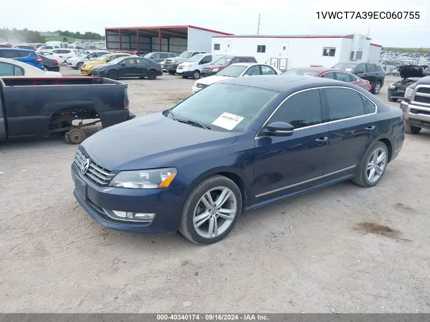 2014 Volkswagen Passat 1.8T Sel Premium VIN: 1VWCT7A39EC060755 Lot: 40340174