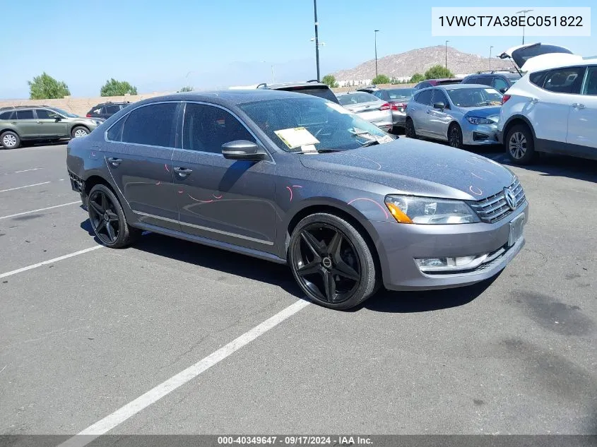 2014 Volkswagen Passat 1.8T Sel Premium VIN: 1VWCT7A38EC051822 Lot: 40349647