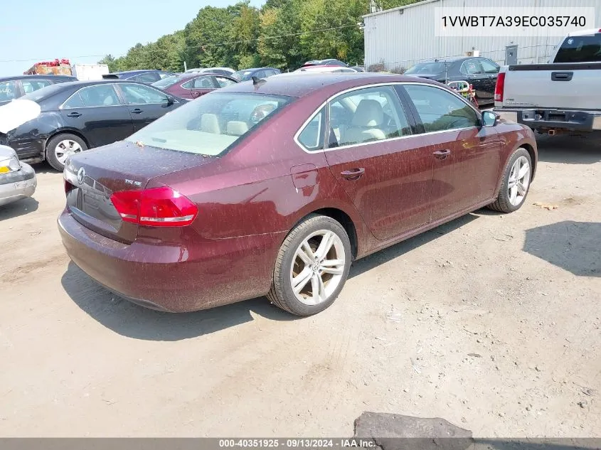 2014 Volkswagen Passat 1.8T Se VIN: 1VWBT7A39EC035740 Lot: 40351925