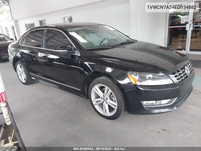 2014 Volkswagen Passat 2.0L Tdi Sel Premium VIN: 1VWCN7A34EC034882 Lot: 40360043