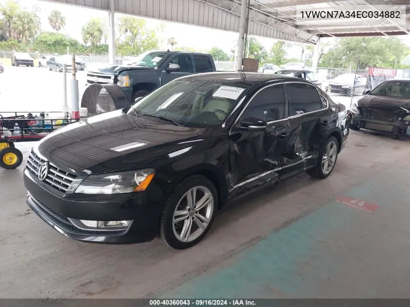 2014 Volkswagen Passat 2.0L Tdi Sel Premium VIN: 1VWCN7A34EC034882 Lot: 40360043