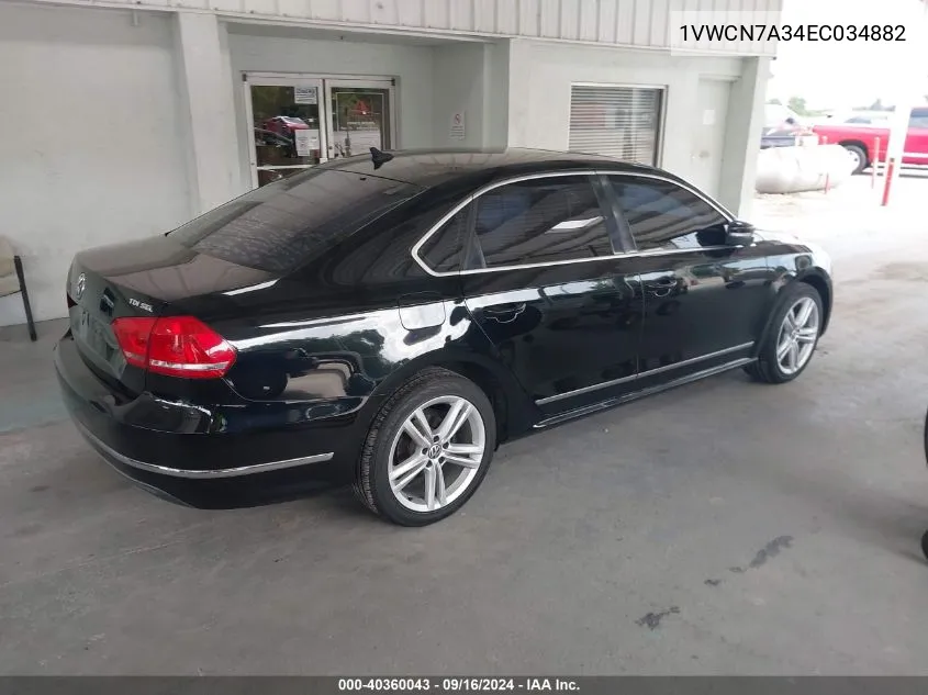 2014 Volkswagen Passat 2.0L Tdi Sel Premium VIN: 1VWCN7A34EC034882 Lot: 40360043