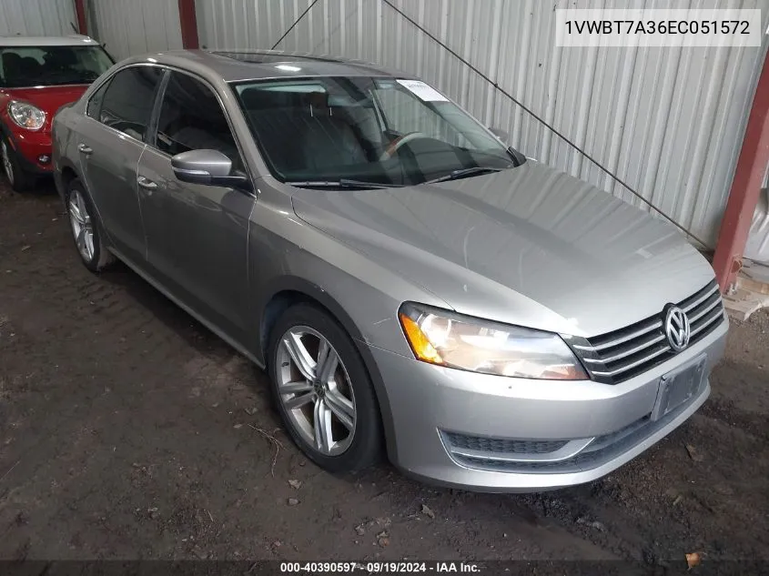 2014 Volkswagen Passat 1.8T Se VIN: 1VWBT7A36EC051572 Lot: 40390597