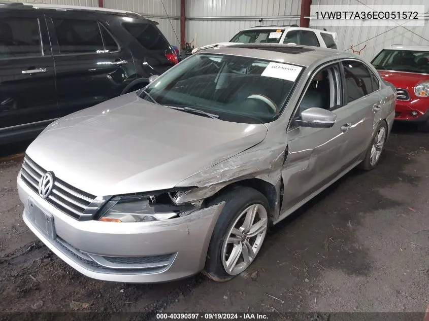 2014 Volkswagen Passat 1.8T Se VIN: 1VWBT7A36EC051572 Lot: 40390597