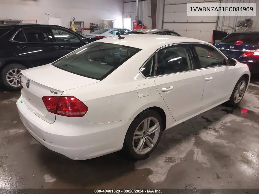 2014 Volkswagen Passat 2.0L Tdi Se VIN: 1VWBN7A31EC084909 Lot: 40401329