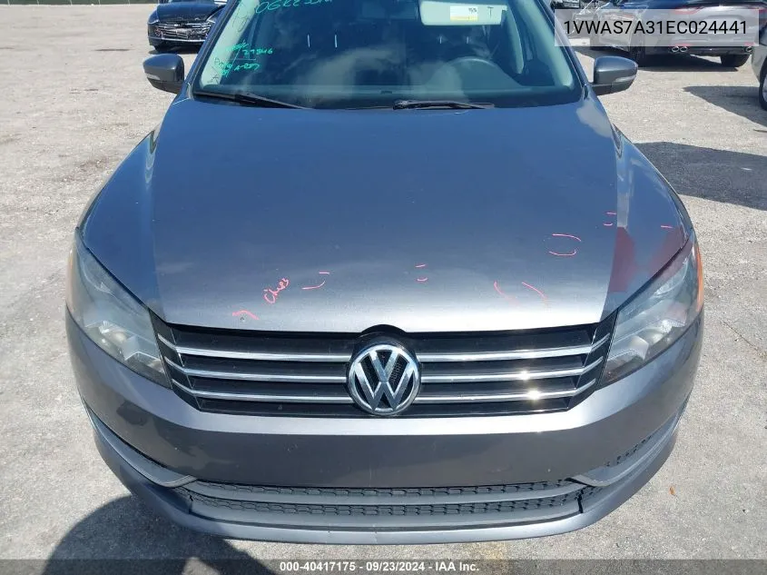 2014 Volkswagen Passat 1.8T S VIN: 1VWAS7A31EC024441 Lot: 40417175