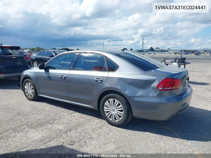 2014 Volkswagen Passat 1.8T S VIN: 1VWAS7A31EC024441 Lot: 40417175