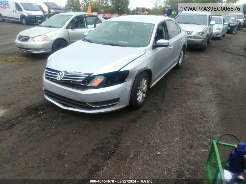 2014 Volkswagen Passat 2.5L S VIN: 1VWAP7A39EC006576 Lot: 40454678