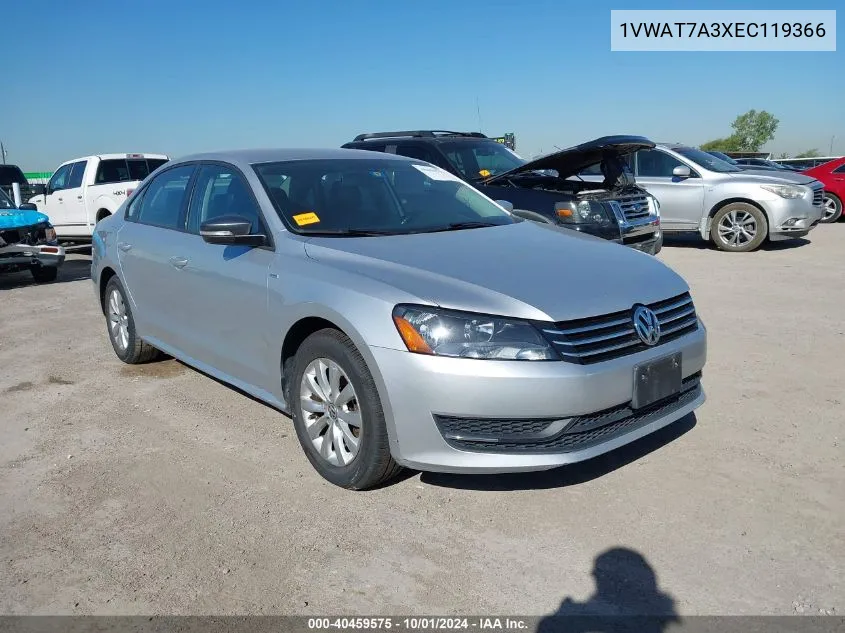 2014 Volkswagen Passat S VIN: 1VWAT7A3XEC119366 Lot: 40459575