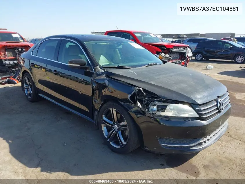 2014 Volkswagen Passat 1.8T Se VIN: 1VWBS7A37EC104881 Lot: 40469400