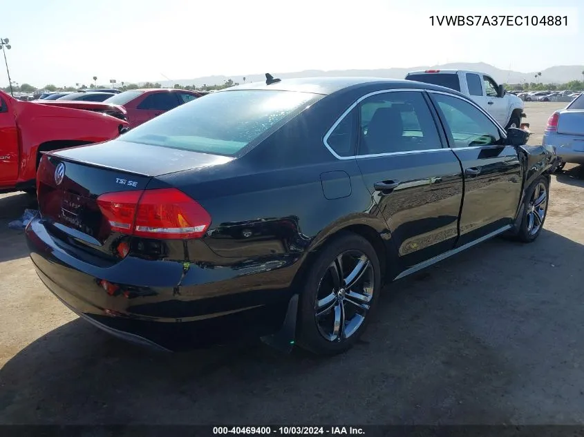 1VWBS7A37EC104881 2014 Volkswagen Passat 1.8T Se