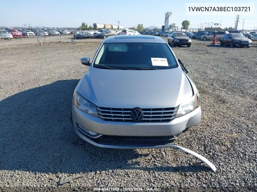 1VWCN7A38EC103721 2014 Volkswagen Passat 2.0L Tdi Sel Premium