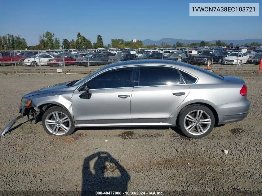 1VWCN7A38EC103721 2014 Volkswagen Passat 2.0L Tdi Sel Premium