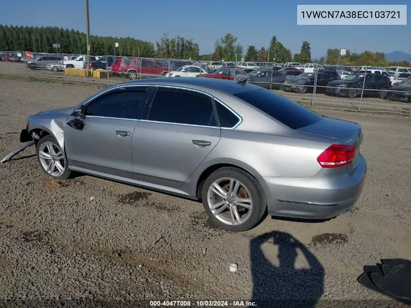 1VWCN7A38EC103721 2014 Volkswagen Passat 2.0L Tdi Sel Premium