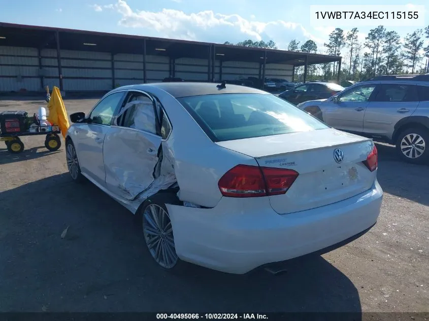 2014 Volkswagen Passat 1.8T Sport VIN: 1VWBT7A34EC115155 Lot: 40495066