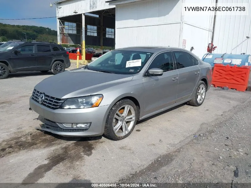 2014 Volkswagen Passat 2.0L Tdi Se VIN: 1VWBN7A36EC061738 Lot: 40506455