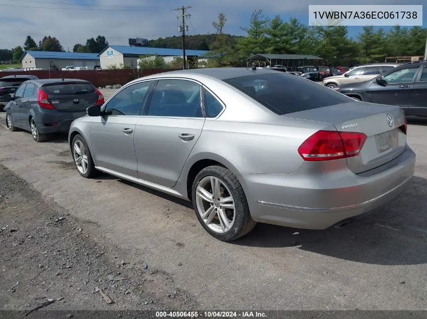 1VWBN7A36EC061738 2014 Volkswagen Passat 2.0L Tdi Se