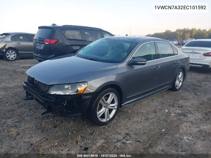 2014 Volkswagen Passat 2.0L Tdi Sel Premium VIN: 1VWCN7A32EC101592 Lot: 40519819