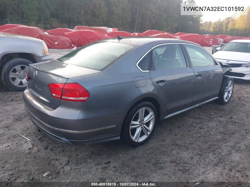 2014 Volkswagen Passat 2.0L Tdi Sel Premium VIN: 1VWCN7A32EC101592 Lot: 40519819