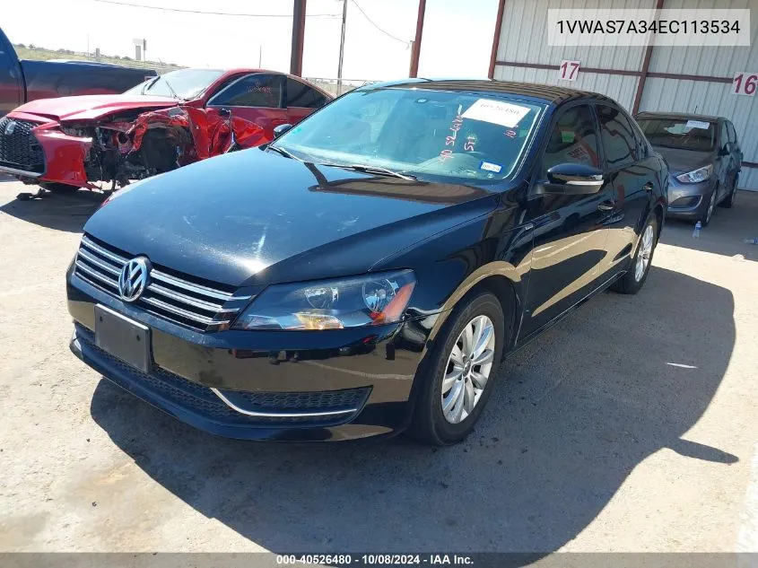 2014 Volkswagen Passat 1.8T Wolfsburg Edition VIN: 1VWAS7A34EC113534 Lot: 40526480