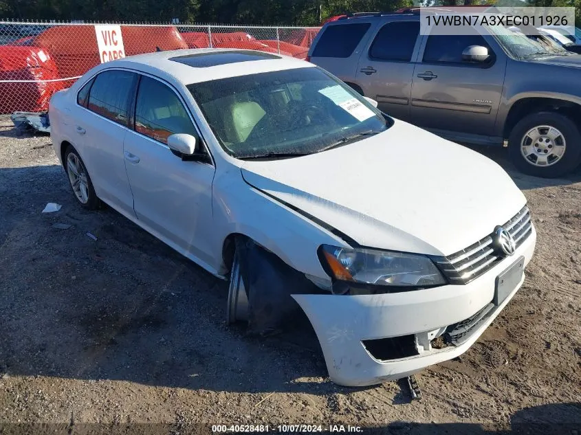 2014 Volkswagen Passat Se VIN: 1VWBN7A3XEC011926 Lot: 40528481